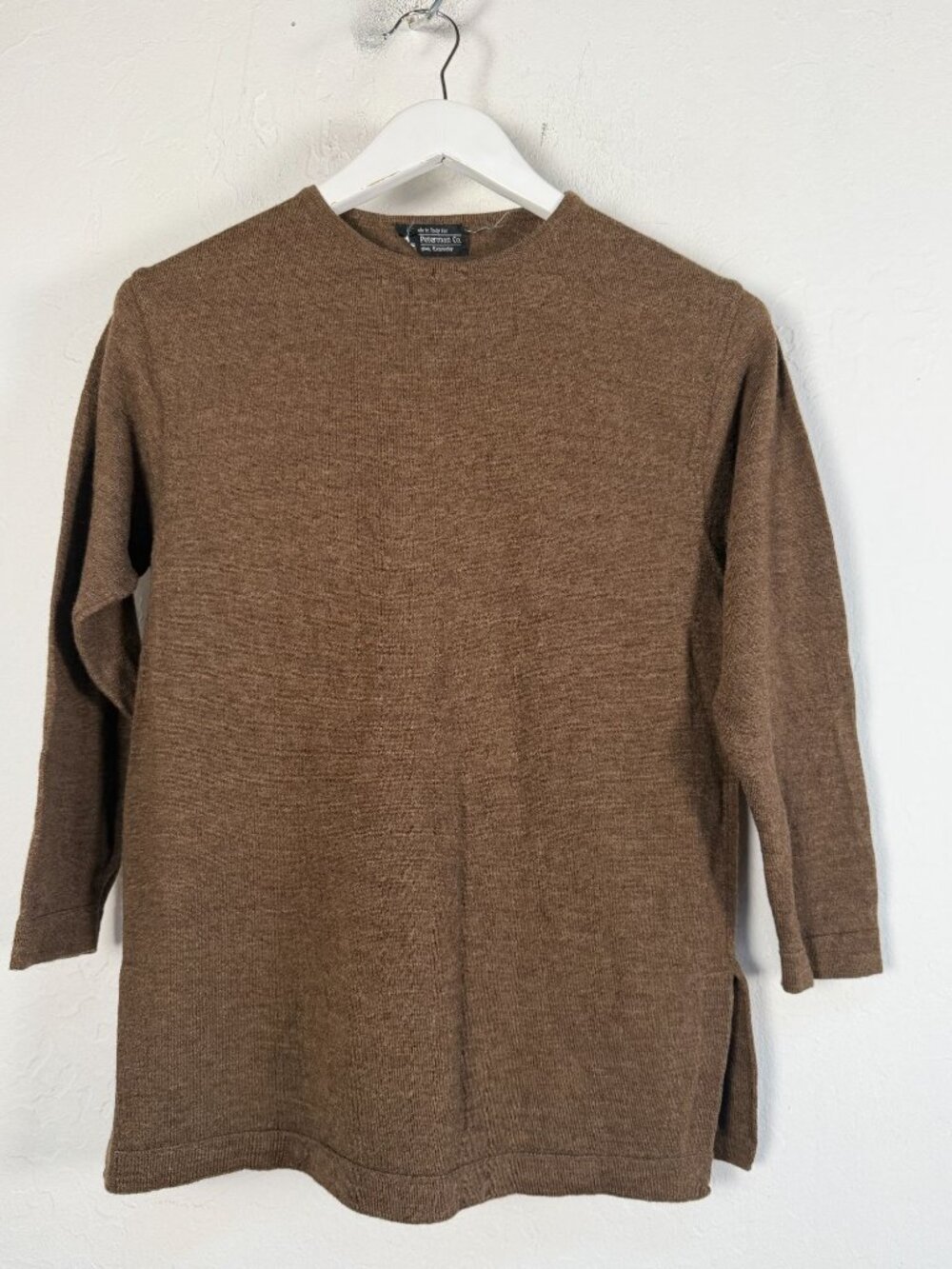 The J. Peterman Co. Womens Brown Knit Pullover Sweater Crew Neck Made In Italy
